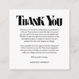 Retro Thank You Graduation Black Checkerboard Begleitkarte