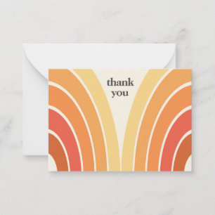 Retro Thank You Streifen 70er 80er Orange Gelb Mitteilungskarte