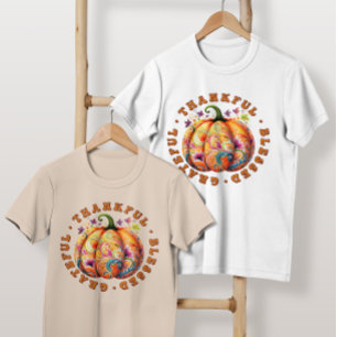 Retro "Thankful Fall Erntedank Family" T-Shirt