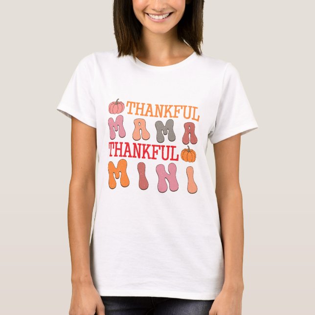 Retro Thankful Mama Thankful Mini - Fall T-Shirt (Vorderseite)