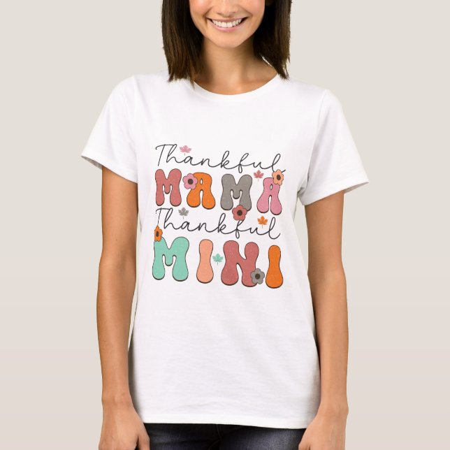 Retro Thankful Mama Thankful Mini - Fall T-Shirt (Vorderseite)