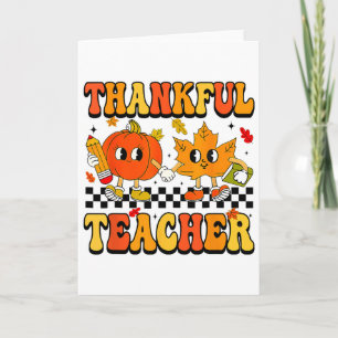 Retro Thankful Teacher Groovy Erntedank Wo Karte