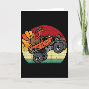 Retro Thanksgiving-Monster-Truck-Puter Truthahn So Karte