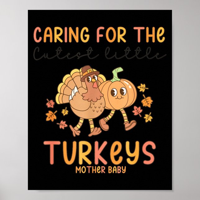 Retro Thanksgiving Mother Baby Nurse Stpartum Mate Poster (Vorne)