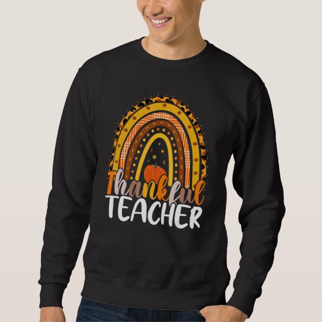 Retro Thanksgiving Teacher Thankful Teacher Rainbo Sweatshirt (Vorderseite)