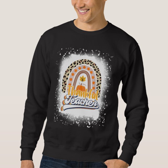 Retro Thanksgiving Teacher Thankful Teacher Rainbo Sweatshirt (Vorderseite)
