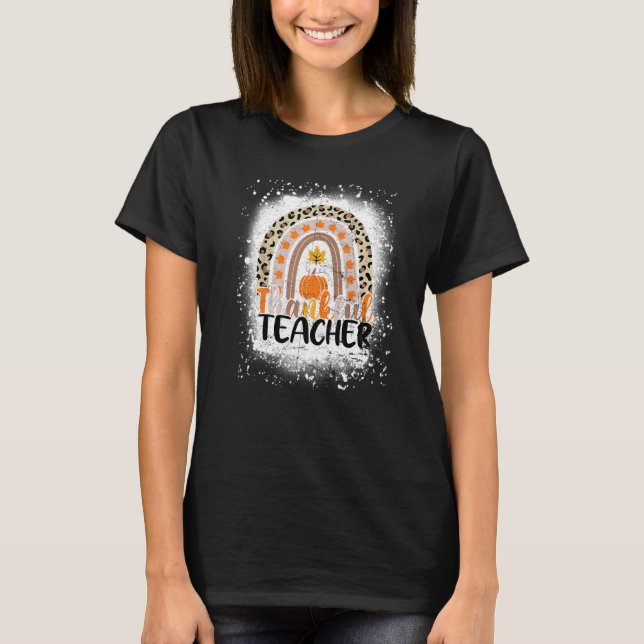 Retro Thanksgiving Teacher Thankful Teacher Rainbo T-Shirt (Vorderseite)