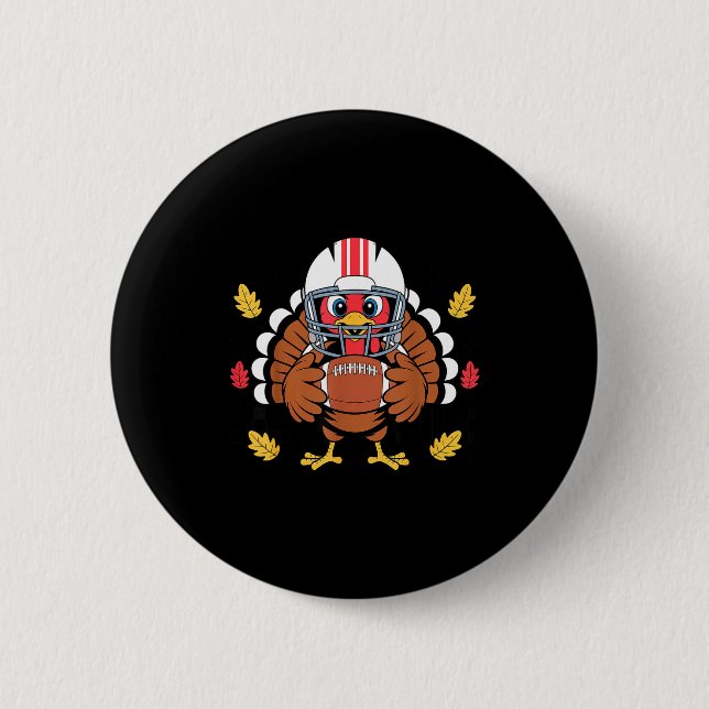 Retro Thanksgiving Turkey Football Toddler Boys Ki Button (Vorderseite)