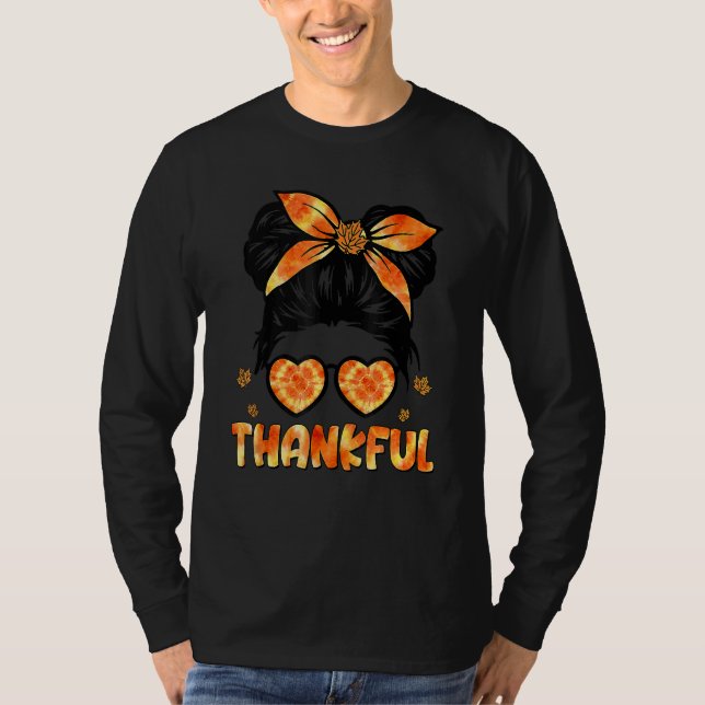 Retro Thanksgiving Women Autumn Fall Leaves Thankf T-Shirt (Vorderseite)