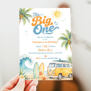 Retro The Big One Surf Beach 1. Geburtstag Einladung