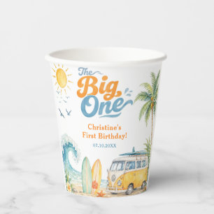 Retro The Big One Surf Beach 1. Geburtstag Pappbecher