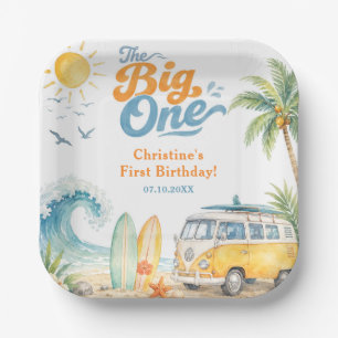 Retro The Big One Surf Beach 1. Geburtstag Pappteller