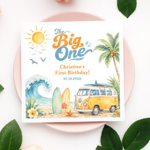 Retro The Big One Surf Beach 1. Geburtstag Serviette