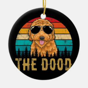 Retro the Dood Vintag Goldendoodle Dog Mama Vater Keramik Ornament