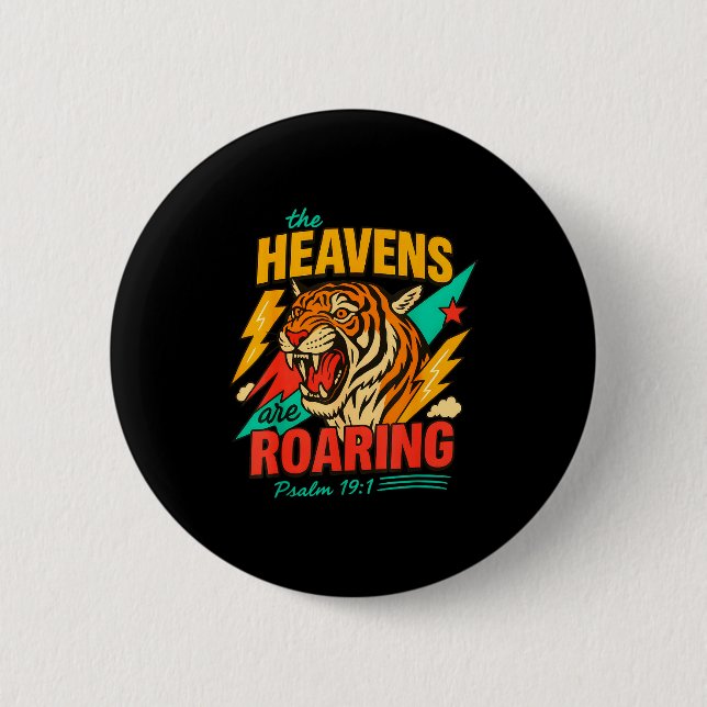 Retro The Heavens Are Roaring Believer Bible Verse Button (Vorderseite)