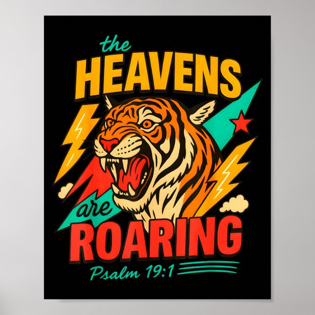 Retro The Heavens Are Roaring Believer Bible Verse Poster (Vorne)