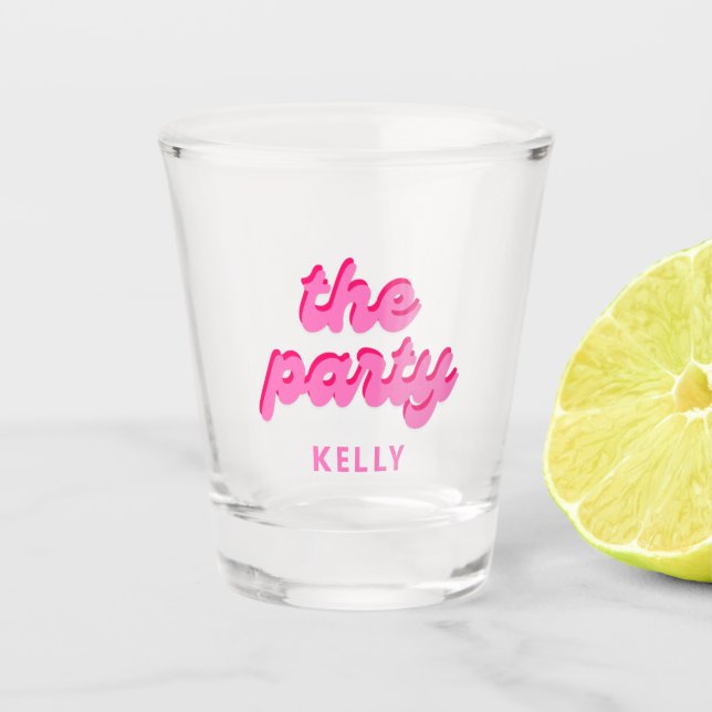 Retro 'The Party' Bachelorette-Favoriten  Schnapsglas (Vorderseite)