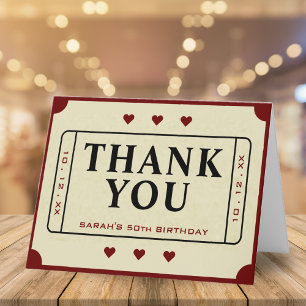 Retro Theater Film Ticket Stub 50. Geburtstag Dankeskarte