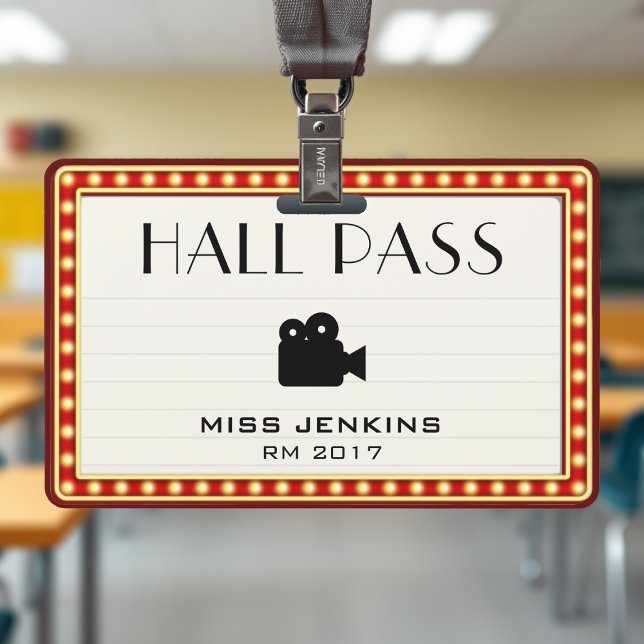 Retro Theater Marquee Sign Hall Pass Ausweis (Retro Theater Marquee Sign Student Hall Pass Badge
)