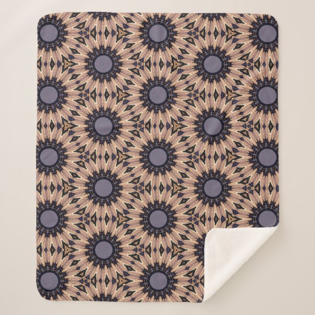 Retro-Themed Bold Gray & Brown Blooms Sherpadecke (Vorderseite)