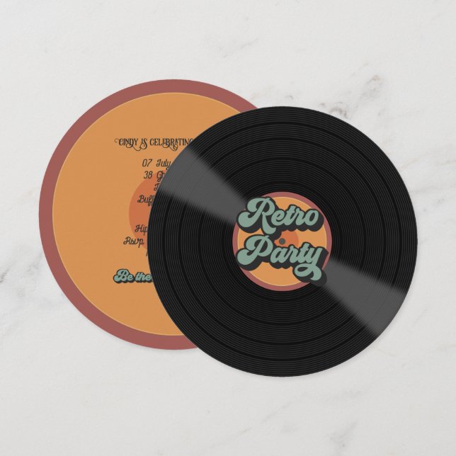 Retro Themed Party Personalisiert Einladung (Vorne/Hinten)