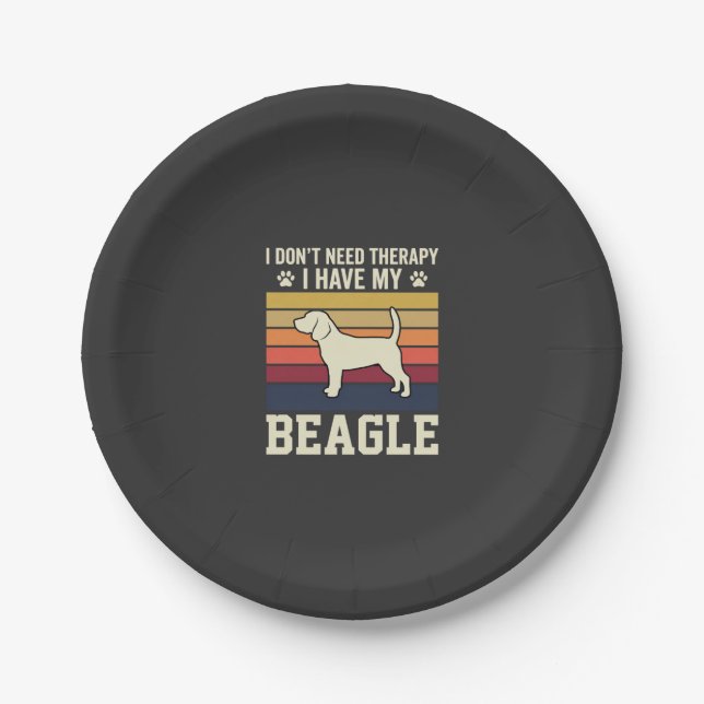 Retro Therapie mit alten Beagle-Hund Pappteller (Vorderseite)
