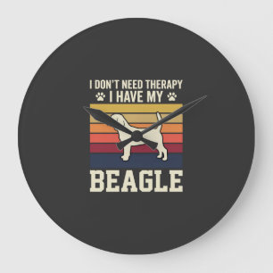 Retro-Therapie mit Vintage-Beagle-Hund Große Wanduhr