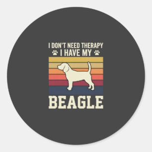 Retro-Therapie mit Vintage-Beagle-Hund Runder Aufkleber
