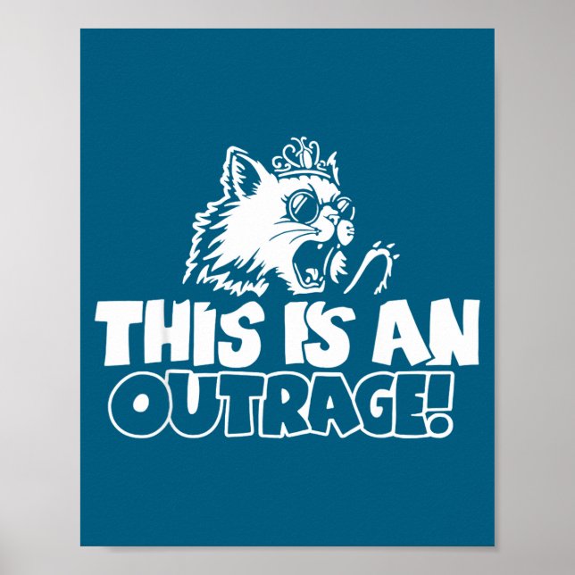 Retro This Is An Outrage Quote Meme Cat Cute Funny Poster (Vorne)