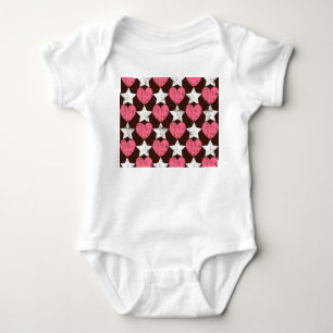 Retro Threadbare Herz Stars Textur Baby Strampler