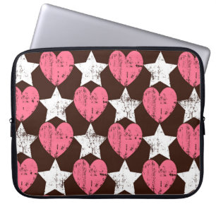 Retro Threadbare Herz Stars Textur Laptopschutzhülle