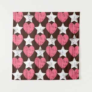 Retro Threadbare Herz Stars Textur Wandteppich