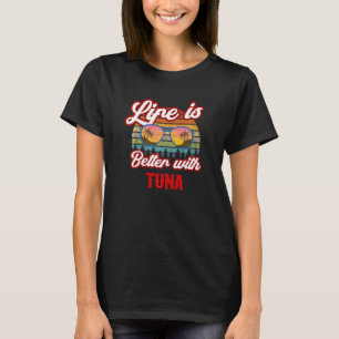 Retro Thunfisch Sonnenuntergang mit Thunfisch T-Shirt