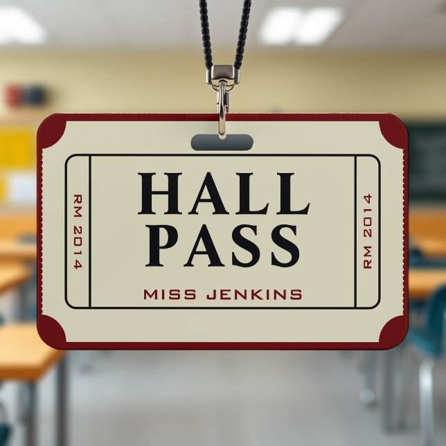 Retro Ticket Student School Teacher Hall Pass Ausweis (Retro Ticket Stub School Teacher Student Hall Pass Badge
)