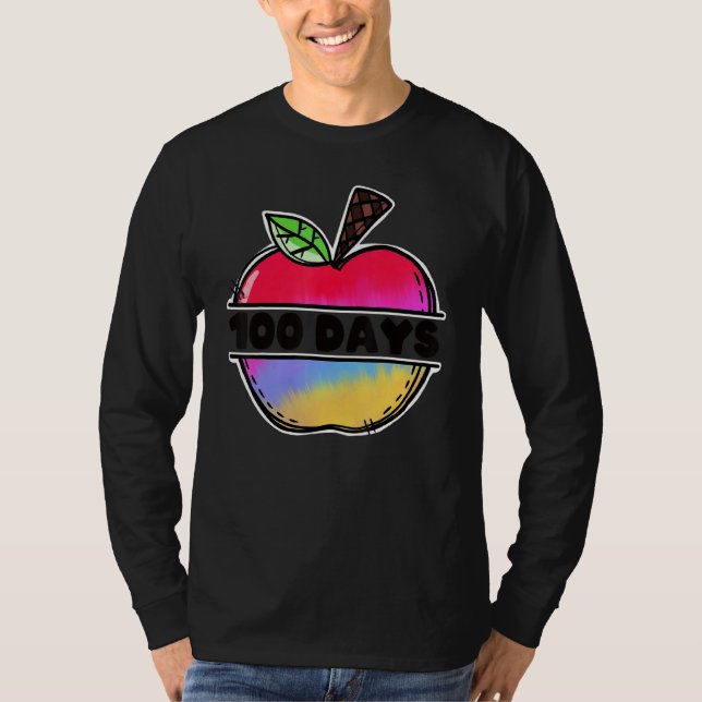 Retro Tie Dye Apple Happy 100 Days Of School Teach T-Shirt (Vorderseite)