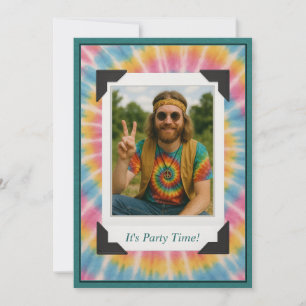 Retro-Tie-Dye-Foto-Einladung Einladung