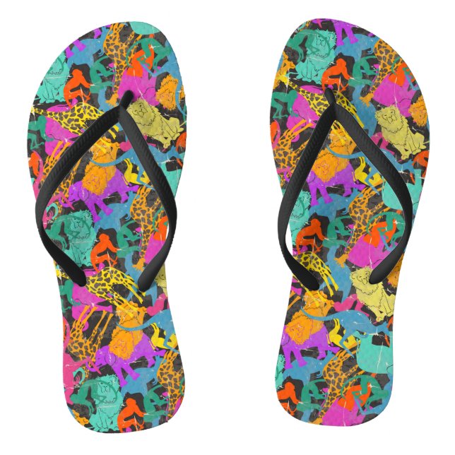 Retro TierSilhouette-Muster Flip Flops (Fußbett)
