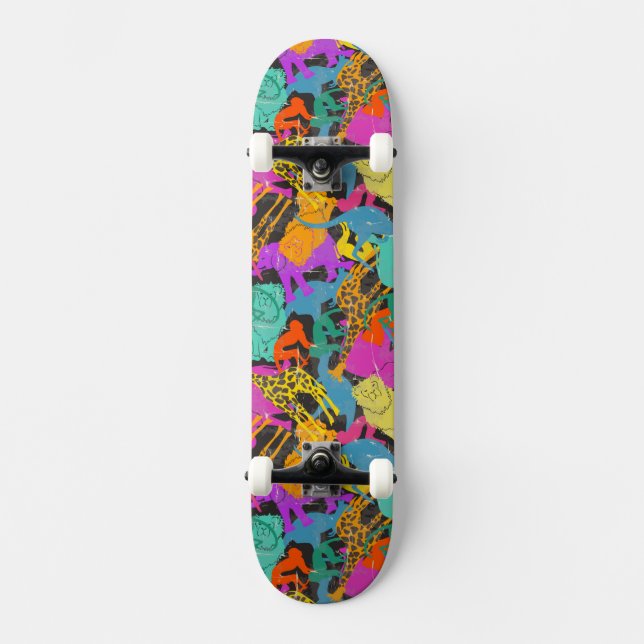 Retro TierSilhouette-Muster Skateboard (Vorderseite)