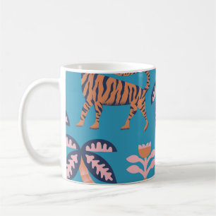 Retro-Tiger, Palme, Blume Kaffeetasse