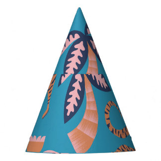 Retro-Tiger, Palme, Blume Partyhütchen
