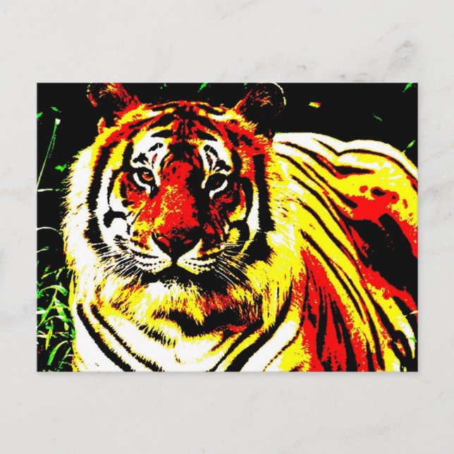 Retro Tiger Pop Art Postkarte (Vorderseite)