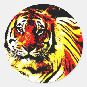 Retro Tiger Pop Art Runder Aufkleber