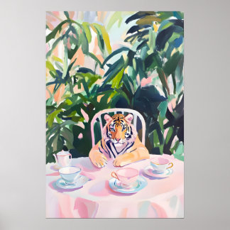 Retro Tiger Poster, Tiger Oil Painting, Vintage Poster