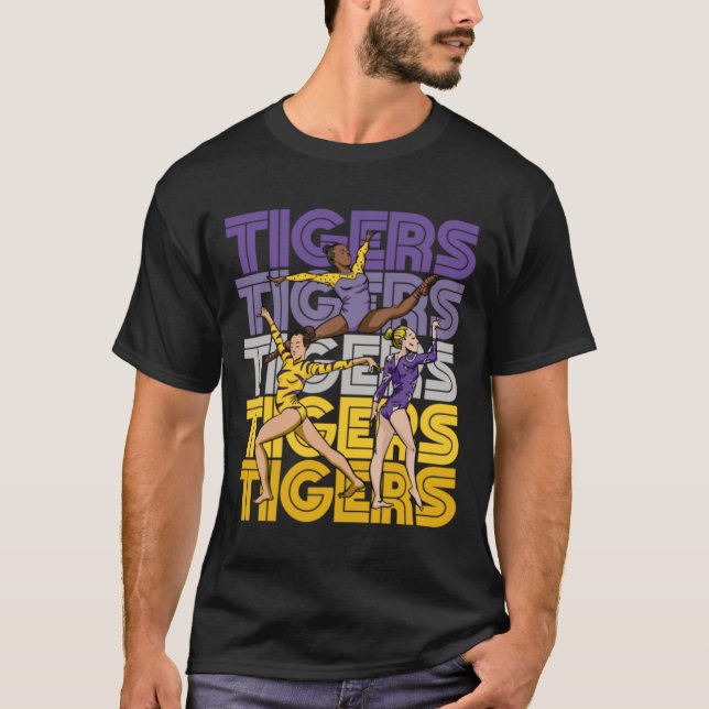 Retro Tigers Gymnastik Lila _ Gold Gymnasien1.p T-Shirt (Vorderseite)