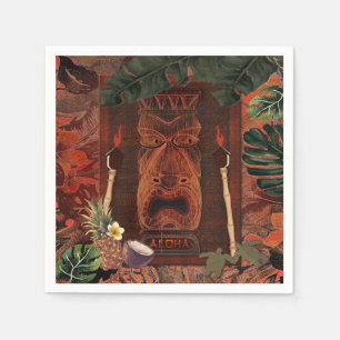 Retro-Tiki Aloha Hawaiianische Luau-Geburtstagsfei Serviette