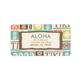 Retro Tiki Aloha Tropical Address Adressaufkleber