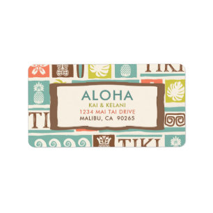 Retro Tiki Aloha Tropical Address Adressaufkleber