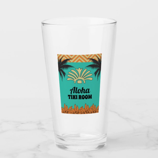 Retro Tiki Bar mit Name Glas (Vorderseite)