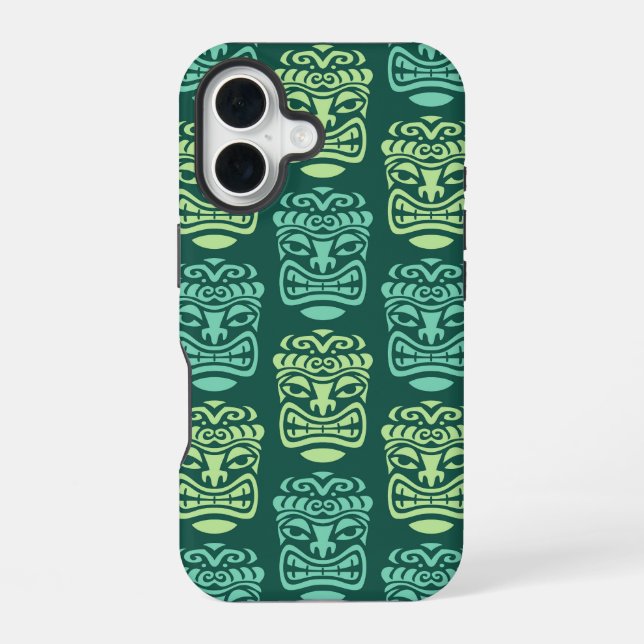 Retro Tiki Beach Bar Pattern iPhone 16 Hülle (Rückseite)