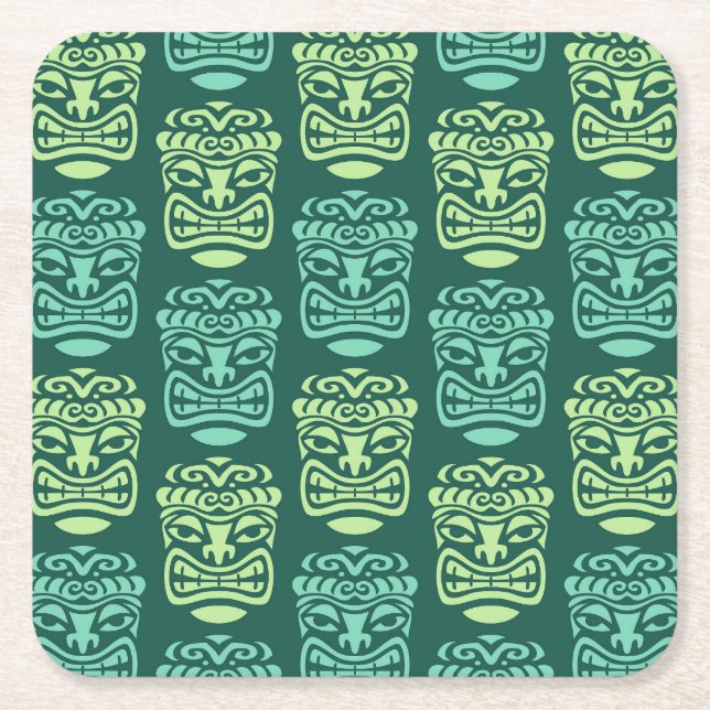 Retro Tiki Beach Bar Pattern Rechteckiger Pappuntersetzer (Vorderseite)